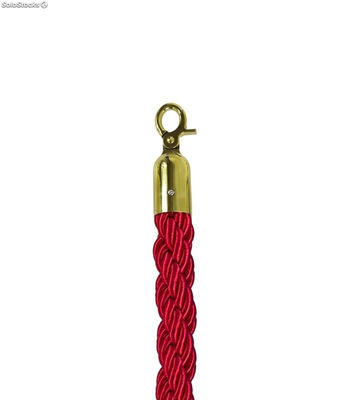 Cordón trenzado de 2,5 metros para poste separador de cordón (Dorado / Rojo) - - Foto 2