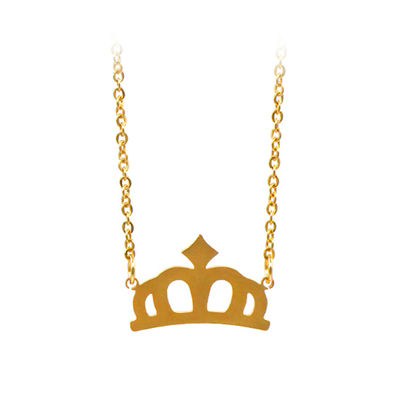 Corona colgante collar con cadena en oro amarillo chapado