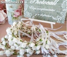 Corona de Flores Blancas. Detalles photocall, fiesta, boda, comunion