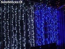 Cortinas de Luces LED Azul y Blancas. (uso Exterior e Interior)