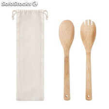 Couverts à salade en bambou beige MIMO9903-13
