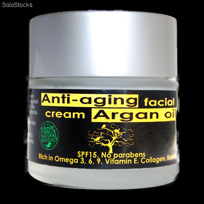 Creme dia facial Anti-envelhecimento com oleo de Argan 100% natural spf15 50ml