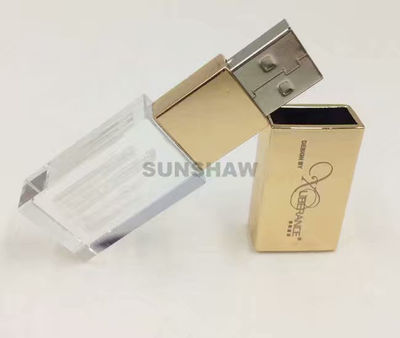 Cristal memoria flash USB pendrive de gama alta con logotipo láser gorro dorado - Foto 2