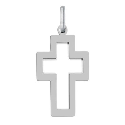 Cruz para colgante de plata de ley 21 x 19 diseño calado con circonita
