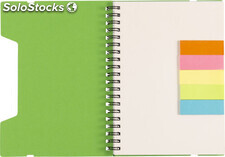 Cuaderno de espiral con regla y notas adhesivas