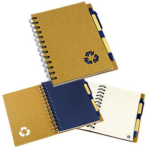 Cuaderno ecológica con Tapa Duras de cartón reciclado con bolígrafo