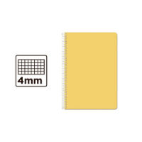 Cuaderno Espiral Cuarto Cuadrícula 4mm 75g (Tapa Dura) - Amarillo