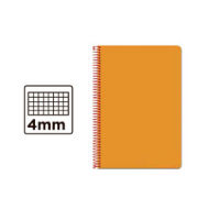 Cuaderno Espiral Cuarto Cuadrícula 4mm 75g (Tapa Dura) - Naranja