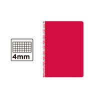 Cuaderno Espiral Cuarto Cuadrícula 4mm 75g (Tapa Dura) - Rojo