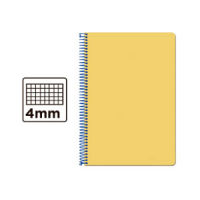 Cuaderno Espiral Folio Cuadrícula 4mm 60g (Tapa Blanda) - Amarillo