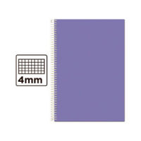 Cuaderno Espiral Folio Cuadrícula 4mm 60g (Tapa Blanda) - Violeta