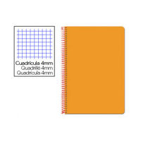 Cuaderno Espiral Folio Cuadrícula 4mm 75g (Tapa Dura) - Naranja