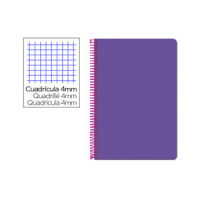 Cuaderno Espiral Folio Cuadrícula 4mm 75g (Tapa Dura) - Violeta