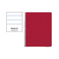 Cuaderno Espiral Folio Pautado 2.5mm 75g (Tapa Blanda) - Rojo