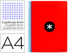 Cuaderno espiral liderpapel a4 antartik tapa dura 80h 90gr cuadro 4mm con margen