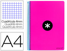 Cuaderno espiral liderpapel a4 antartik tapa dura 80h 90gr cuadro 4mm con margen