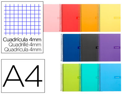 Cuaderno espiral liderpapel A4 crafty tapa forrada 80H 90 gr cuadro 4 mm con