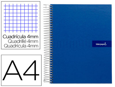Cuaderno espiral liderpapel A4 crafty tapa forrada 80H 90 gr cuadro 4MM con