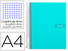 Cuaderno espiral liderpapel a4 crafty tapa forrada 80h 90 gr cuadro 4mm con