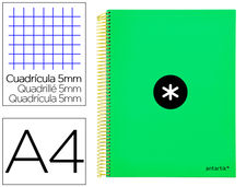 Cuaderno espiral liderpapel A4 micro antartik tapa forrada 120H 100 gr CUADRO5MM