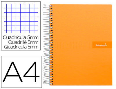 Cuaderno espiral liderpapel A4 micro crafty tapa forrada 120H 90 gr cuadro 5 mm