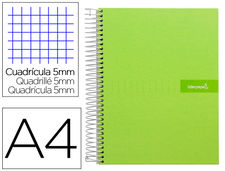 Cuaderno espiral liderpapel A4 micro crafty tapa forrada 120H 90 gr cuadro 5 mm