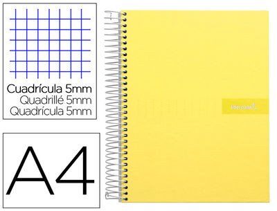 Cuaderno espiral liderpapel A4 micro crafty tapa forrada 120H 90GR cuadro 5MM 5