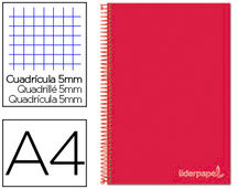Cuaderno espiral liderpapel A4 micro jolly tapa forrada 140H 75 gr cuadro 5MM 5