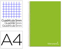 Cuaderno espiral liderpapel A4 micro jolly tapa forrada 140H 75 gr cuadro 5MM 5
