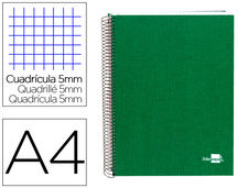 Cuaderno espiral liderpapel A4 micro papercoat tapa forrada 140H 75 gr CUADRO5MM