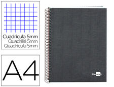 Cuaderno espiral liderpapel A4 micro papercoat tapa forrada 140H 75 gr CUADRO5MM