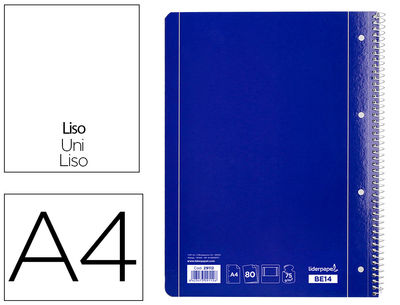 Cuaderno espiral liderpapel a4 micro serie azul tapa blanda 80h 75 gr liso con