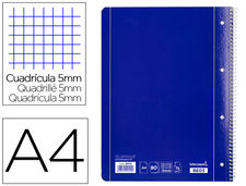 Cuaderno espiral liderpapel a4 micro serie azul tapa blanda 80h 80 gr cuadro5mm