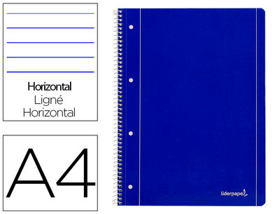 Cuaderno espiral liderpapel A4 micro serie azul tapa blanda 80H 80 gr horizontal