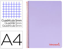 Cuaderno espiral liderpapel A4 micro wonder tapa plastico 120H 90 gr cuadro 5 mm