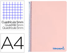 Cuaderno espiral liderpapel A4 micro wonder tapa plastico 120H 90 gr cuadro 5 mm