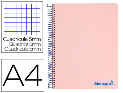 Cuaderno espiral liderpapel a4 micro wonder tapa plastico 120h 90 gr cuadro 5 mm
