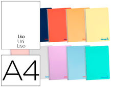 Cuaderno espiral liderpapel A4 wonder tapa plastico 80H 90 gr liso colores