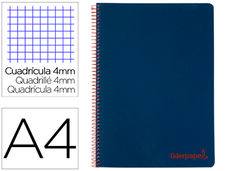 Cuaderno espiral liderpapel A4 wonder tapa plastico 80H 90GR cuadro 4MM con
