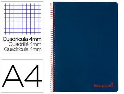 Cuaderno espiral liderpapel A4 wonder tapa plastico 80H 90GR cuadro 4MM con
