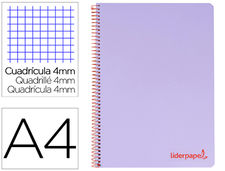 Cuaderno espiral liderpapel A4 wonder tapa plastico 80H 90GR cuadro 4MM con