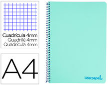 Cuaderno espiral liderpapel A4 wonder tapa plastico 80H 90GR cuadro 4MM con