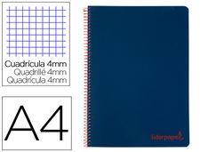 Cuaderno espiral liderpapel a4 wonder tapa plastico 80h 90gr cuadro 4mm con