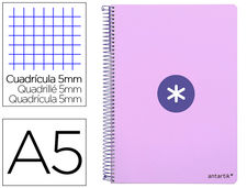 Cuaderno espiral liderpapel A5 antartik tapa dura 80H 100 gr cuadro 5MM color