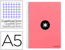 Cuaderno espiral liderpapel a5 antartik tapa dura 80h 100 gr cuadro 5mm color