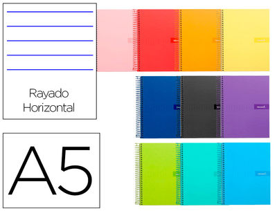 Cuaderno espiral liderpapel a5 crafty tapa forrada 80h 90 gr rayado horizontal
