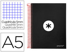 Cuaderno espiral liderpapel A5 micro antartik tapa forrada 120H 100 gr CUADRO5MM