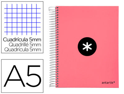 Cuaderno espiral liderpapel a5 micro antartik tapa forrada120h 100 gr cuadro 5