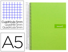 Cuaderno espiral liderpapel A5 micro crafty tapa forrada 120H 90 gr cuadro 5MM 5