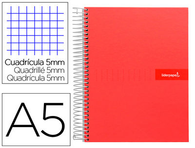 Cuaderno espiral liderpapel a5 micro crafty tapa forrada 120h 90 gr cuadro 5mm 5